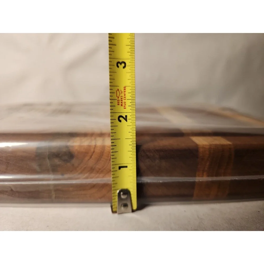 Thick‎ Wood Cutting Board 12x8x1.5 Handcrafted Striped Charcuterie Juice Groove